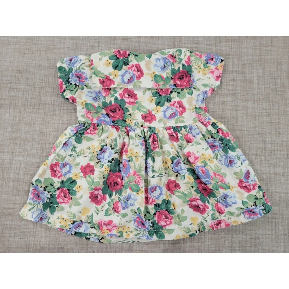 Vintage Limited Jeans Girls Floral‎ Rose Print Dress Peter Pan Collar 90s Cotton